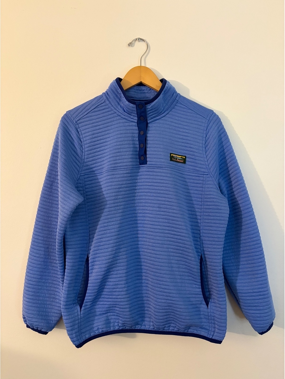L.L.Bean Women's Light Blue Polyester Pullover Fleece Jacket Size L Regular